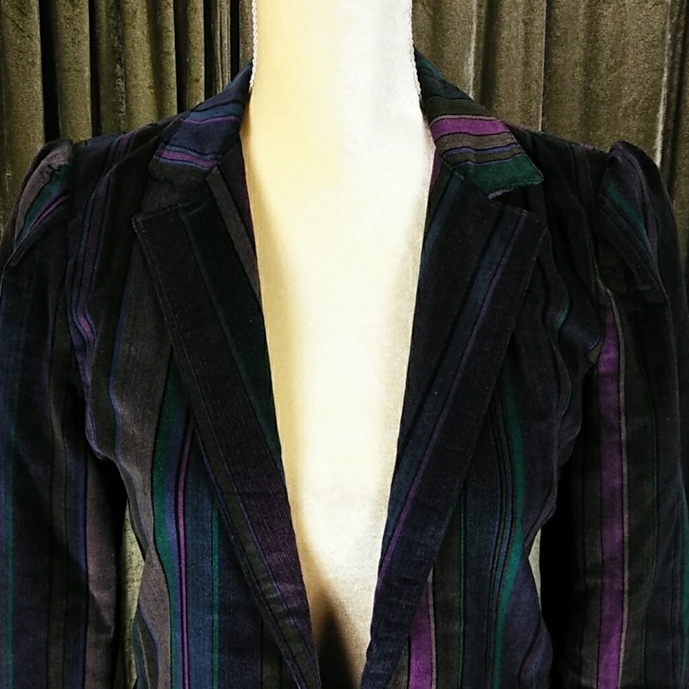 Vintage Striped Velvet Blazer – Size 7 - Picture 9 of 15